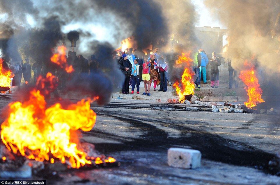 How often do protests turn violent in South Africa?